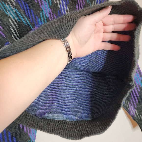 Vintage Cambridge Classice Wool Blend Knit Sweater Grey Blue Purple Medium - Picture 9 of 13